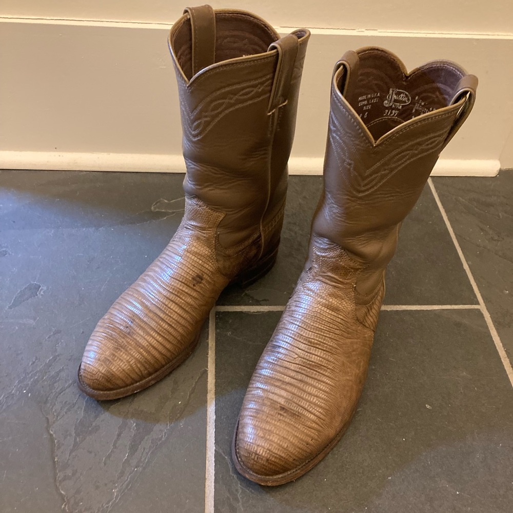 Justin Mens Roper Lizard Boots 8E